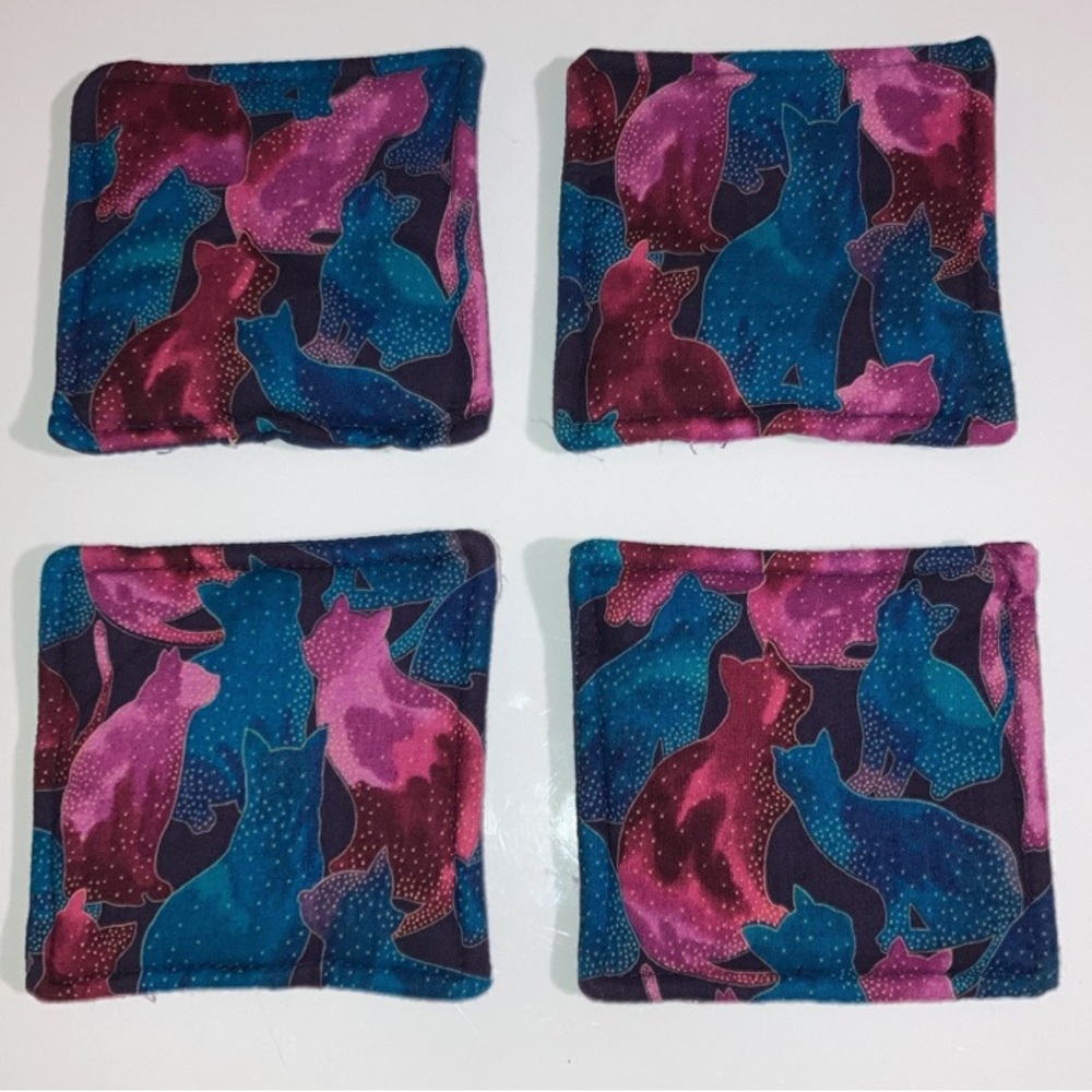 Fabric Cat Print Coasters